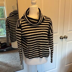 Forever 21 Black and White Striped Cowl Neck Sweater